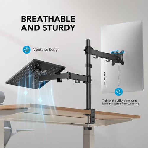 Heavy-Duty Adjustable Monitor & Laptop Stand with Integrated Cable Management - Picture 7 of 9