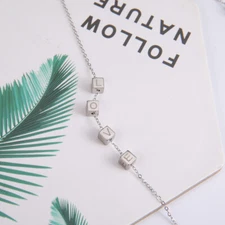 VASSAGO Custom Block Letter Charm Necklace Family Friend Stainless Steel Jewelry