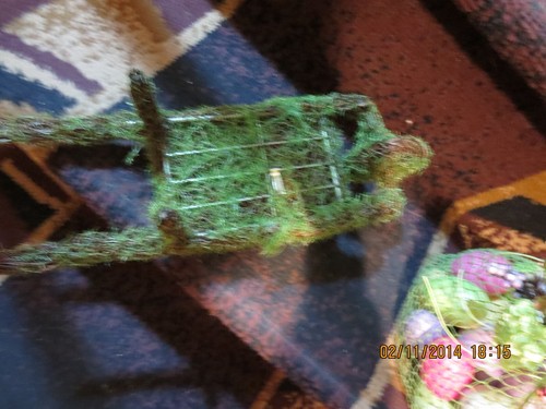 METAL WHEELBARROW COVERED IN FAUX MOSS WITH 20 EASTER EGGS--#E1-12 - Picture 8 of 24