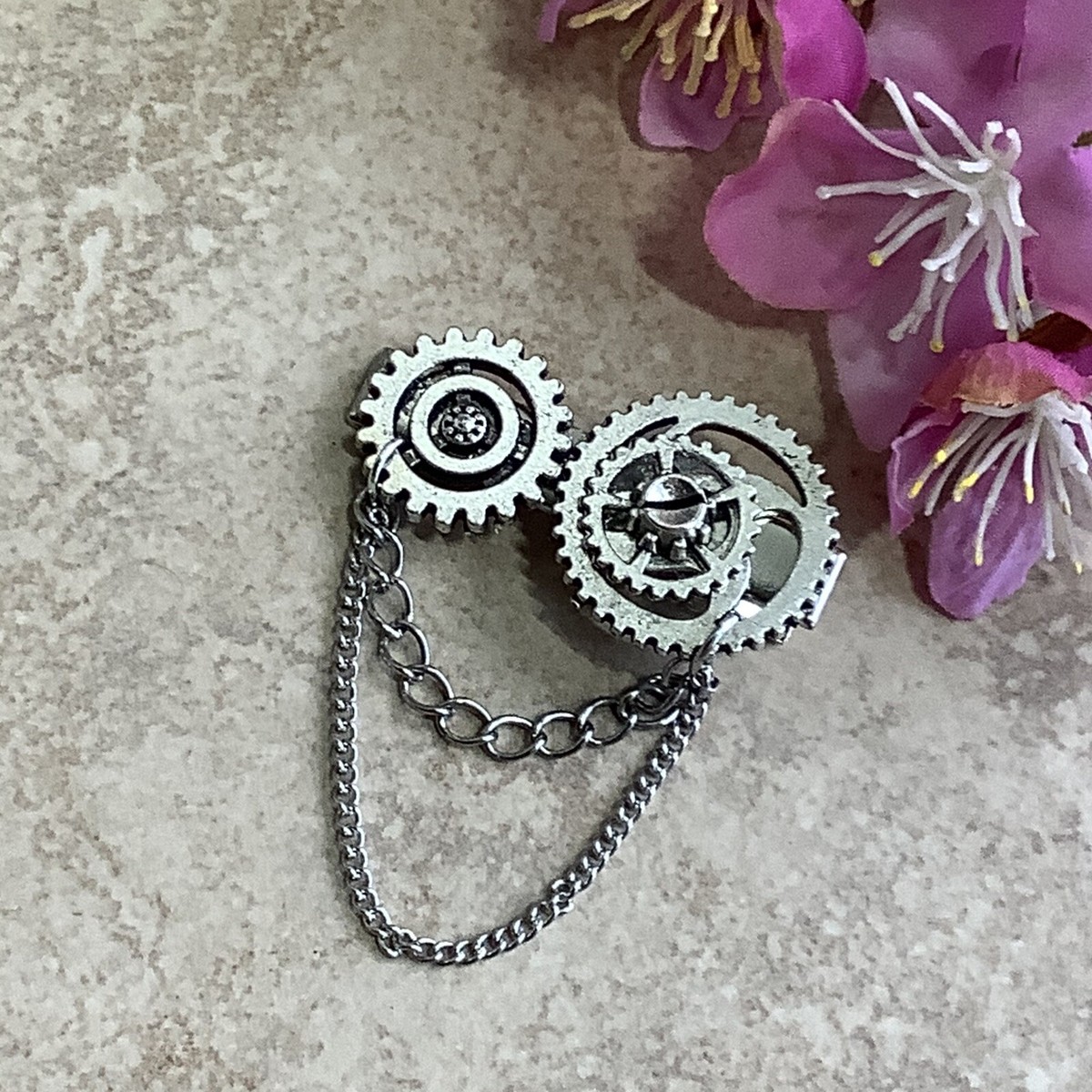 ? STEAMPUNK COSTUME MINI TOP HAT TIE CLIP SET COSPLAY GRAY SILVER BUNDLE PARTY NEW Steampunk Mini Top Hat Cosplay Clip On with Roses US  main image 4