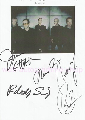 SCORPIONS - SIGNED 5 IN PERSON AUTOGRAMME AUTOGRAPHS DIN A4 MIT FOTO - 1999