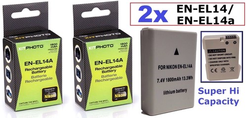 2 Pc (Qty 2) Hi Capacity XT ENEL14a Li-Ion Battery for Nikon Coolpix P7000 P7100 - Picture 1 of 4