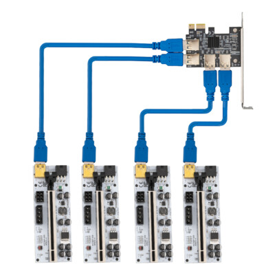 4pcs PCI-E Express 1x to 16x Riser Card Adapter PCIE 1 to 4 Slot Port Multiplier