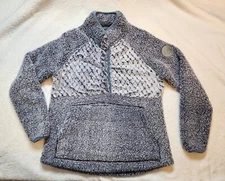 Simply Southern 1/2 Snap Jacket Fleece Pullover Womens Small Blue Gray Deep Pile