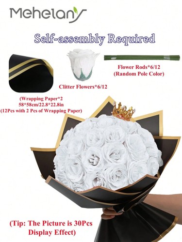 12 6PCS Bouquet di Rose Glitter Fiori Artificiali Lucidi per Matrimoni e Decorazioni - Foto 17 di 33