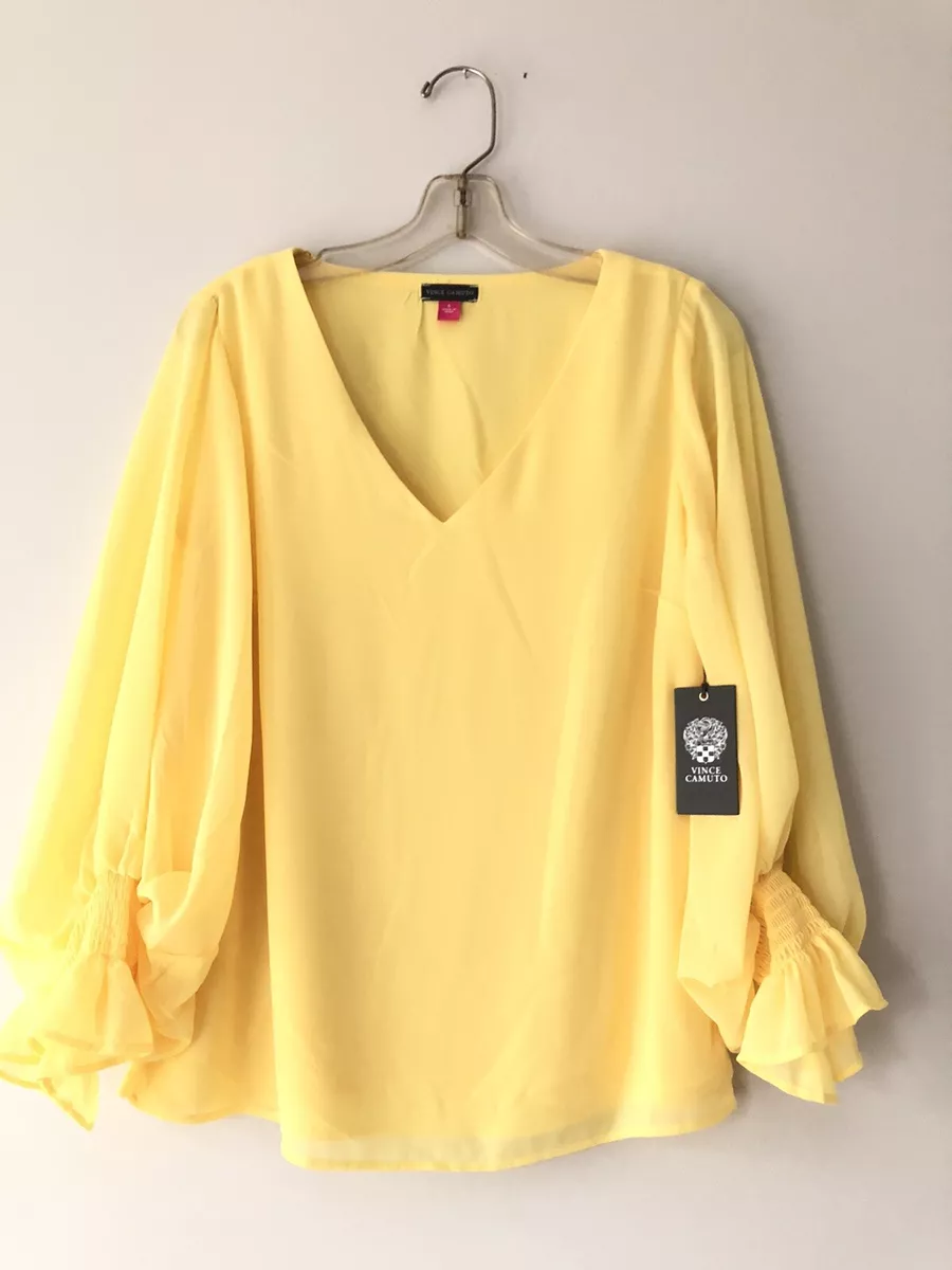 Vince Camuto Blouse Lemon Yellow Flare Sleeves Size S NEW eBay
