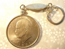 1 Silverplated Eisenhower Morgan Liberty Coin Holder Keychain