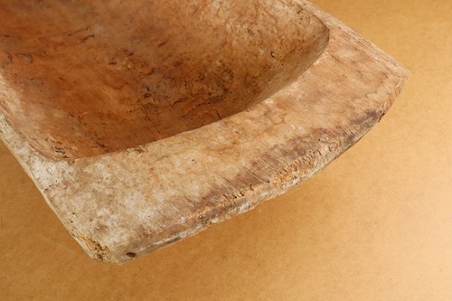 Vintage Dough Bowl Antique Planter Wood Bowl Plate Kneading Trough Early 20th. - Picture 10 of 14