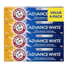 Arm & Hammer Advance White Whitening Toothpaste NEW, Clean Mint, 6 oz- 4 Pack