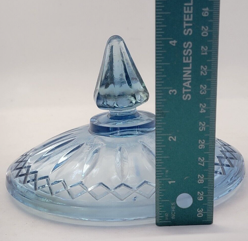 Indiana Glass Blue Pastel #4904 PRINCESS CANDY BOX & COVER 6" T Bonbonniere Dish - Picture 16 of 17