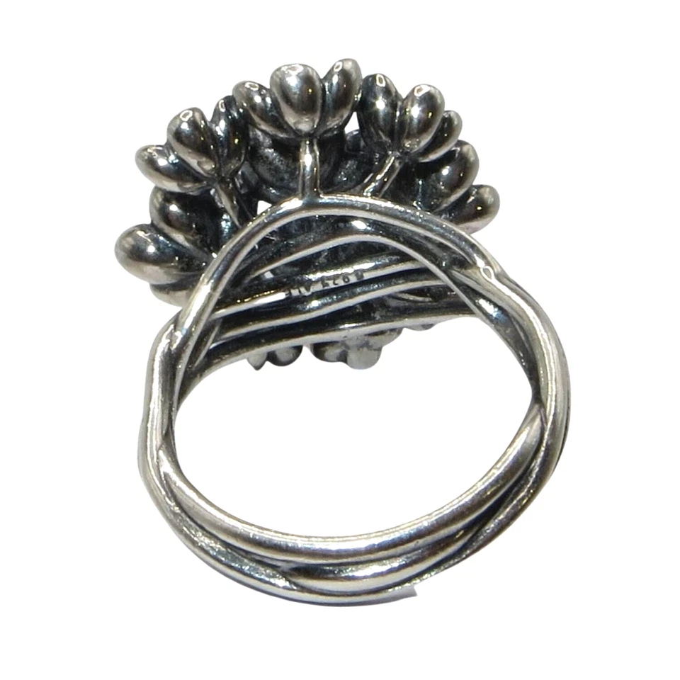 Pandora Forever Bloom Size 8 Black Spinel 14k Gold and Sterling Ring 190857SPB - Image 3 of 4