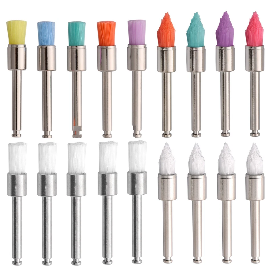 Escova de polimento dental branca e colorida Prophy nylon trava plana e tipo cônico - Imagem 2 de 3