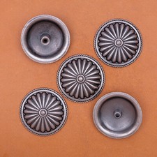 10PCS 3.5 CM ANTIQUE SILVER ROUND ROPE FLORAL SADDLE RIVETBACK CONCHOS FOR CRAFT