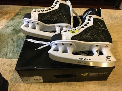 NIB GRAF 370 Supra Pro 2000 Cobra Stainless Steel Blade Ice Skates Youth 1.5 R