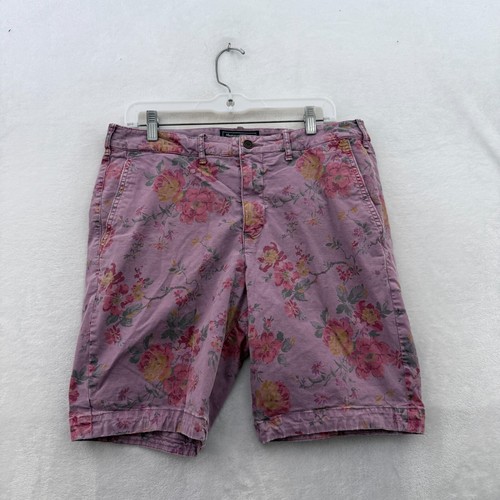 Abercrombie Fitch Shorts Mens 33 Purple Floral Chino Stretch Beach Summer Casual