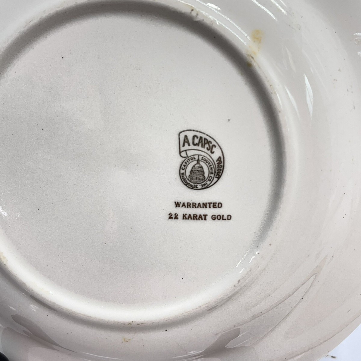 24 KT GOLD A CAPSCO PRODUCT WASHINGTON D.C SOUVENIR PLATE