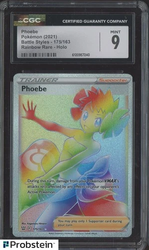 2021 Pokemon Battle Styles Rainbow Rare #175 Phoebe CGC 9 MINT
