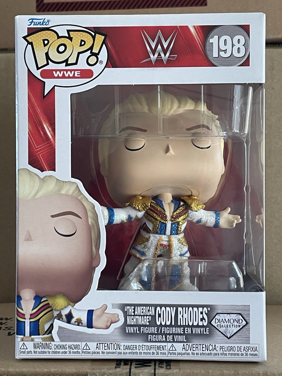 Funko POP! WWE Cody Rhodes Diamond Collection #198. New In Funko Pop Protector