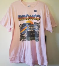 New Junk Food Shirt Adult M Pink Bronco Jeep Graphic Print Short Sleeve Cotton