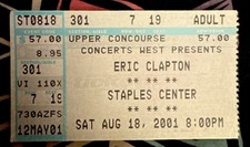 ERIC CLAPTON - AUGUST 18, 2001 - STAPLES CENTER - TICKET
