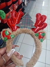 Dog Christmas Red Antlers  Costume Ears Pet 