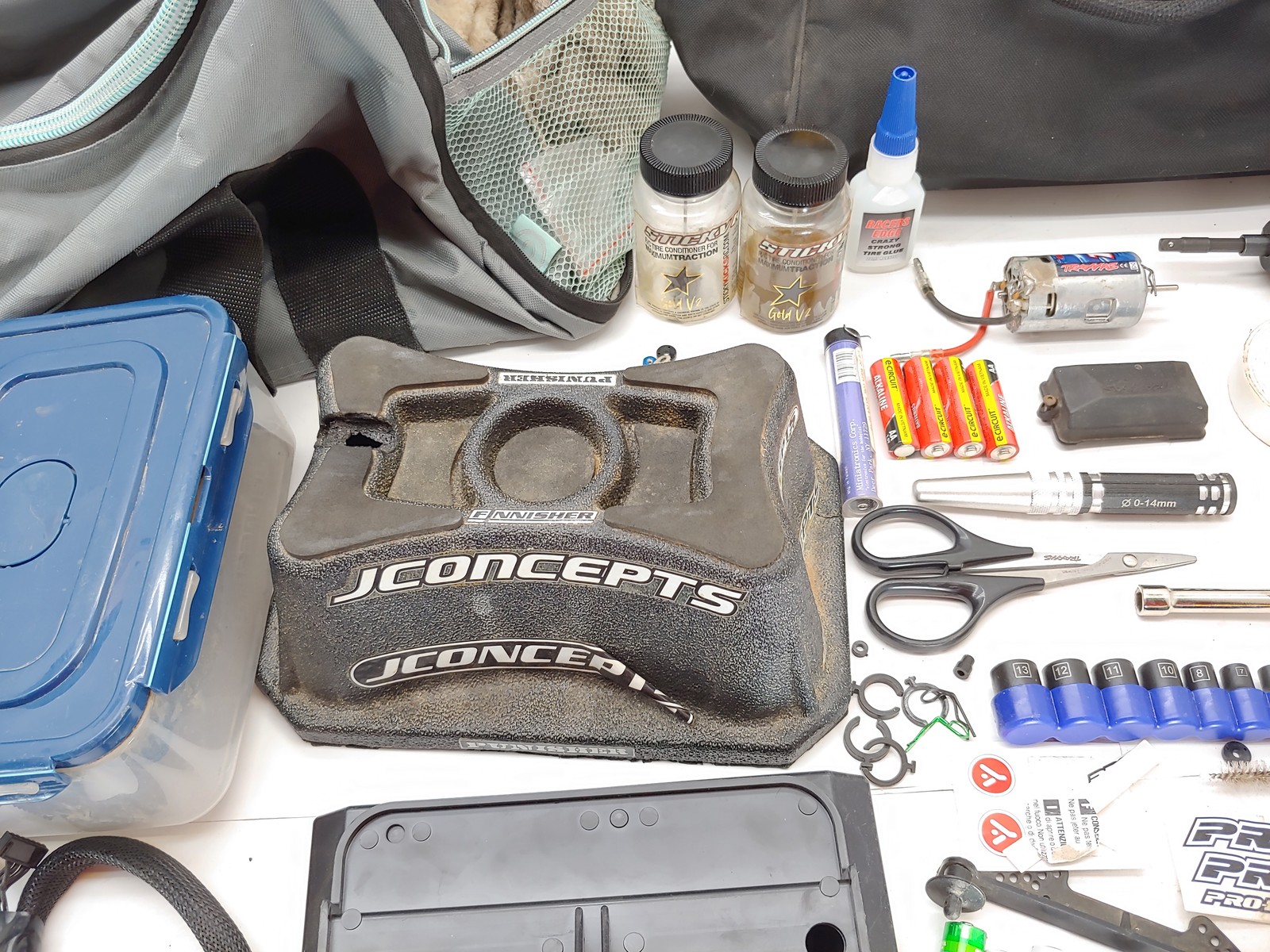 RC Racing Starter Set: Duffel Bag Hauler, Car Stands Pit Mat Tools Tape Traction