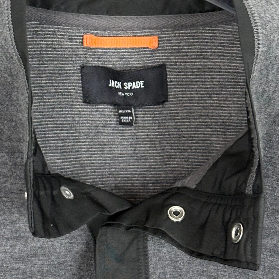 Jack Spade Wool Cotton Blend Pullover Sweater Snap Closure Tall Collar Gray XXL - Image 3 of 4