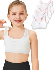 Girls Training Bra for 8-14 - First 10-12 Years, White white pink pink