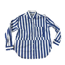 AYR Womens Deep End Marais Blue Regatta Striped Button Down Size Medium