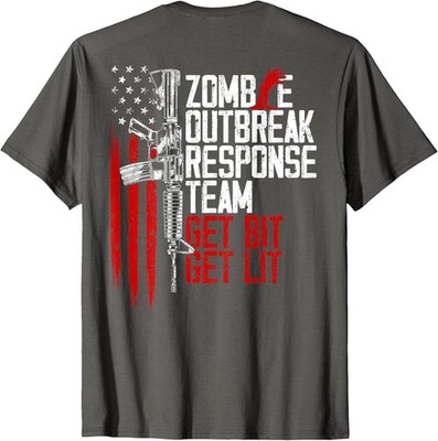 Usa Flag Zombie Outbreak Response Team Get Bit Unisex T-Shirt