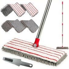 Microfiber Mops for Floor Cleaning, Flat Dust Mop with 4 Washable Pads, Dual-...