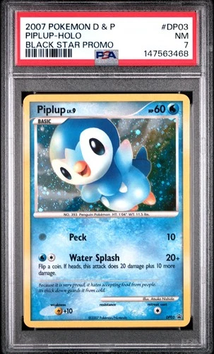 Pokemon Piplup Black Star Promo DP03 PSA 7 (NEW CERT) (LOW POP) (Holo Bleed)