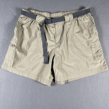 Columbia Shorts Mens Large Khaki Nylon Cargo Outdoor Hiking Belted Pockets Lined