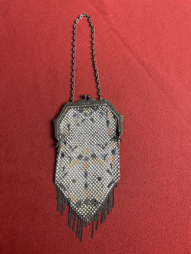 Antique Vintage Art Deco Mandalian Mfg Co Enamel Mesh Purse Handbag Flapper Era - Picture 3 of 24