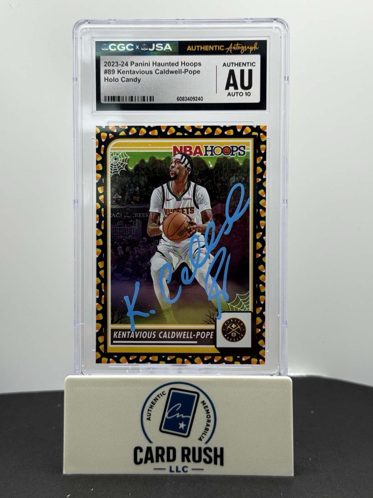 2023-24 Panini Haunted Hoops Kentavious Caldwell-Pope Holo Candy IP Auto 10 CGC