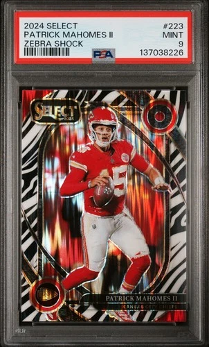2024 PANINI SELECT ZEBRA SHOCK #223 PATRICK MAHOMES II PSA 9