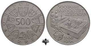 ÖSTERREICH 500 schilling 1986 SILVER Silbermünze Austria