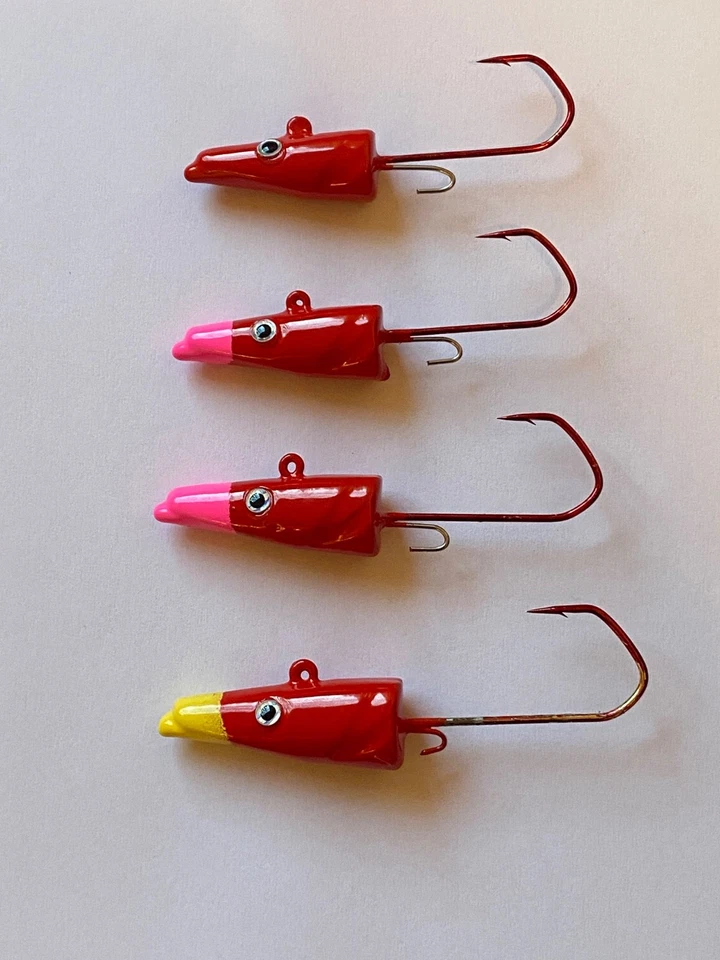 Eel-Head Jigköpfe 30-60g Mehrfarbig mit 3D Augen VMC 5150 Haken Größe 4/0 - 6/0