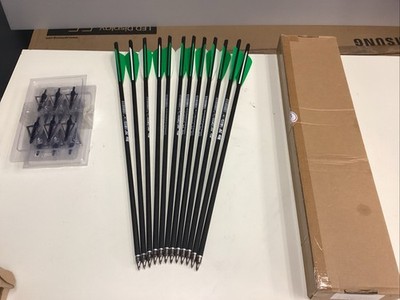 Big 20inch Broadhead Arrows Set Of 24 Reebok Brand Green Feathers