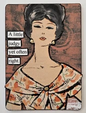 Mixed Media Collage Art Card ACEO ATC Vintage McCalls Snarky Women Judgy 