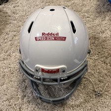 Casco de fútbol americano Riddell Speed Icon juvenil grande blanco 2024 con correa para la barbilla