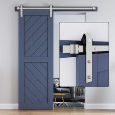 Brushed Nickel 5 FT Sliding Barn Door Hardware Track Kit for 26-30" Single Door
