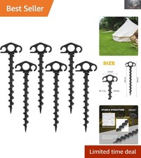 9.4 Inch Heavy Duty Spiral Tent Stakes - 6 Pack Ground Anchors for Camping