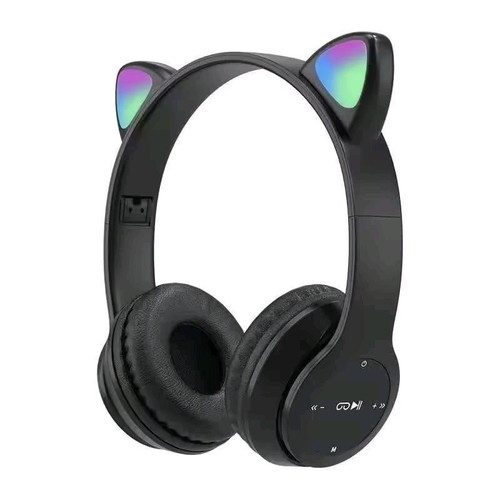 Bluetooth Kopfhörer f. Kids / Kinder m. Katzenohren + Lichteffekt + MP3-Player - Bild 1 von 7
