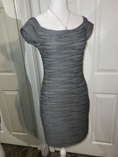 Vintage Brat Star Y2K Gray Ruched Cap-Sleeve Mini Dress S