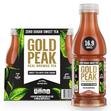 Gold Peak Zero Sugar Black Tea 16.9 Fl Oz Pack Of 6 Real Brewed Refreshing Tea