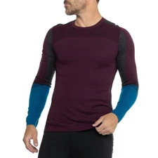 $130 SmartWool Men's Thermal Base Layer Top - Eggplant/Nival Blue - Medium -New