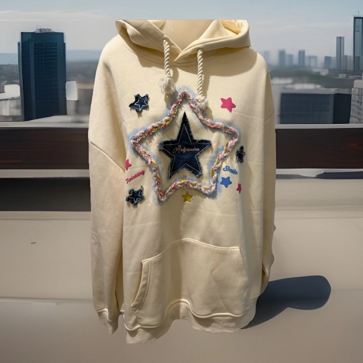 Aelfric Eden Denim Star Applique Embroidery Hoodie Ivory Heavy Size Ex-Large EUC
Opens in a new wind