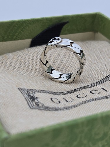Gucci Ring ,Interlocking G , 6 mm , Sterling Silver, Size 6 , New - Picture 3 of 8