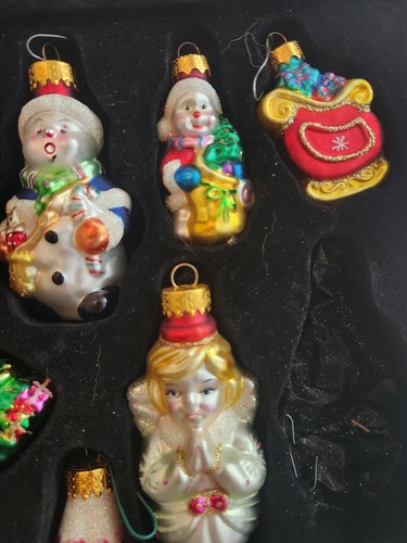 Set 35 Macys Holiday Thomas Pacconi Vetro Soffiato Addobbi Albero di Natale Babbo Natale - Foto 8 di 16